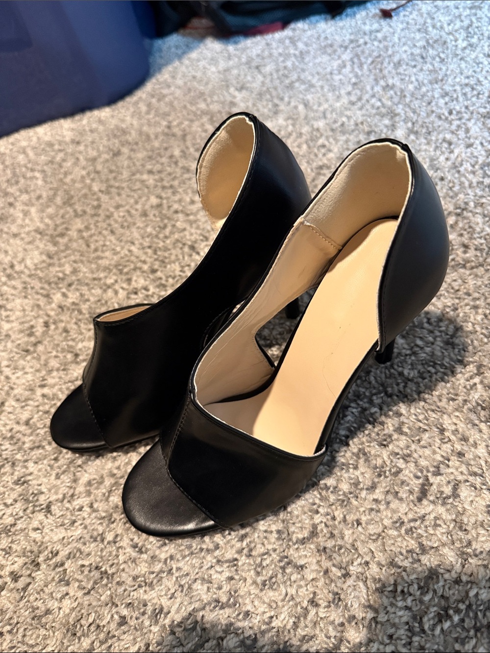 Women's Black Open-Toe D'Orsay Heels
